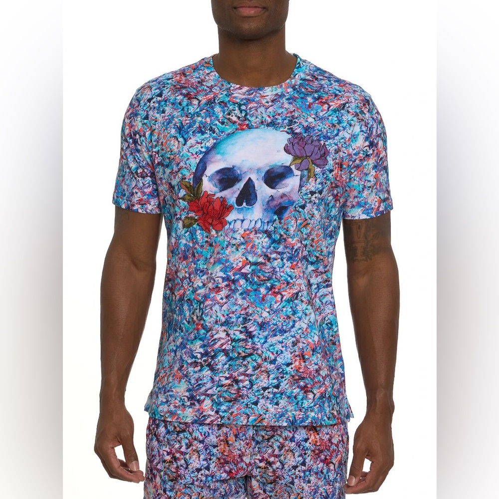 Robert Graham Blue and Purple Skull Tee